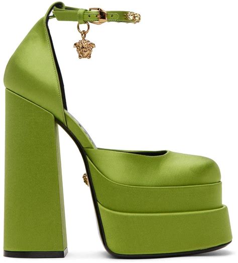 versace sgoes lime green with silver heel|versace shoes.